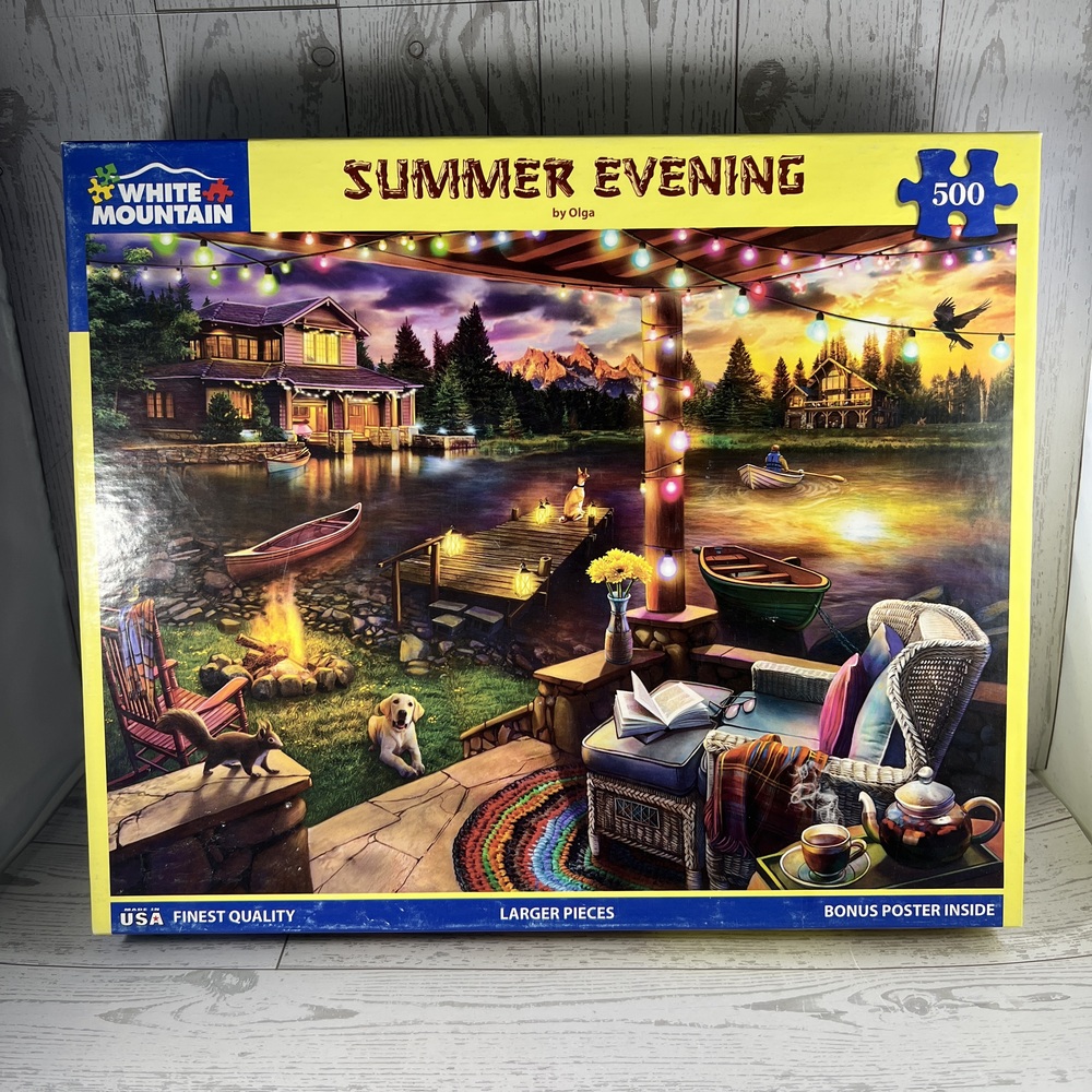 White Mountain Puzzle 500 Piece Summer Evening Multicolor Nostalgic Relaxing